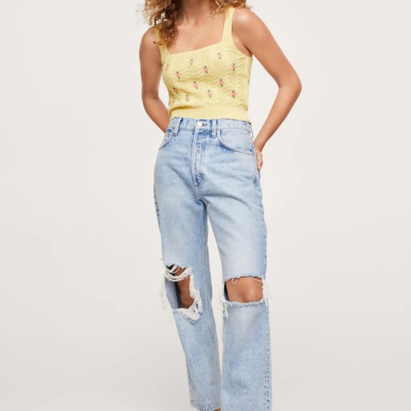 NEW! Mango | Flowers knitted crop top - Picture 2 of 5